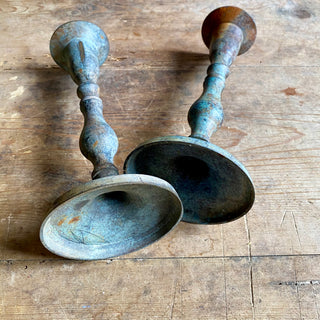 Pair Of Antique French Copper Candlesticks