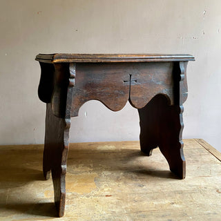 Antique French Large Monastic Country Stool