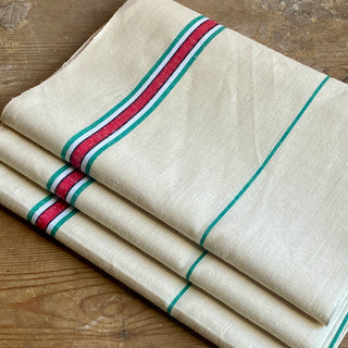 Trio of Large Vintage French Cotton Tea Towels - New Old Stock
