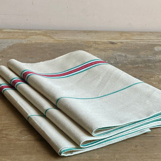Trio of Large Vintage French Cotton Tea Towels - New Old Stock