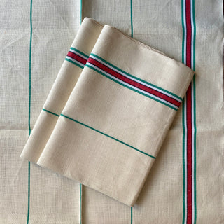 Trio of Large Vintage French Cotton Tea Towels - New Old Stock