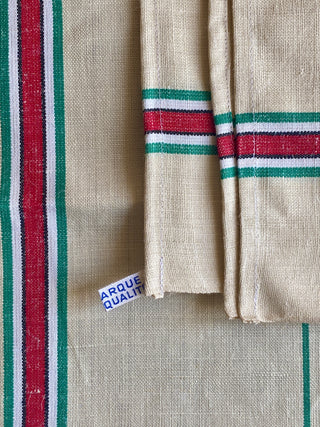 Trio of Large Vintage French Cotton Tea Towels - New Old Stock
