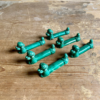French Glazed Green Ceramic Poodle Knife Rests