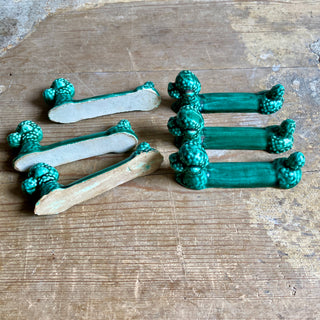 French Glazed Green Ceramic Poodle Knife Rests