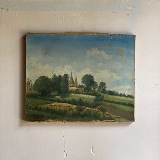Antique French Oil On Canvas Country Scene