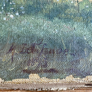 Antique French Oil On Canvas Country Scene