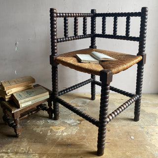 Antique French Provincial Bobbin Corner Chair Mid 19th Century