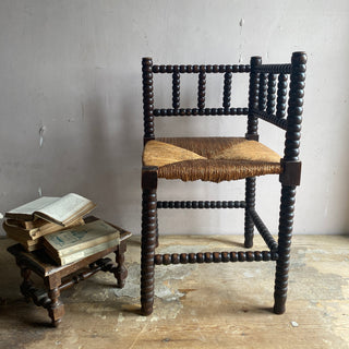 Antique French Provincial Bobbin Corner Chair Mid 19th Century
