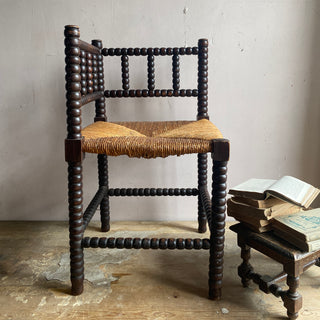 Antique French Provincial Bobbin Corner Chair Mid 19th Century