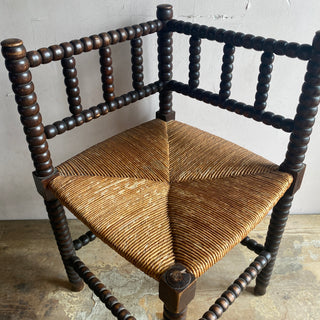 Antique French Provincial Bobbin Corner Chair Mid 19th Century