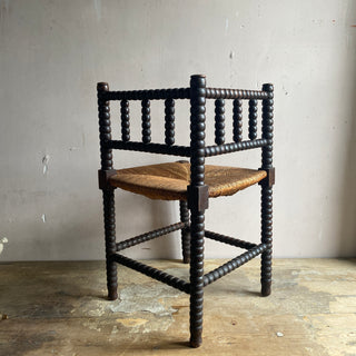 Antique French Provincial Bobbin Corner Chair Mid 19th Century