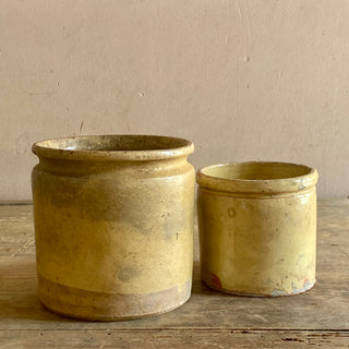 PAIR OF ANTIQUE FRENCH GLAZED CONFITURE POTS