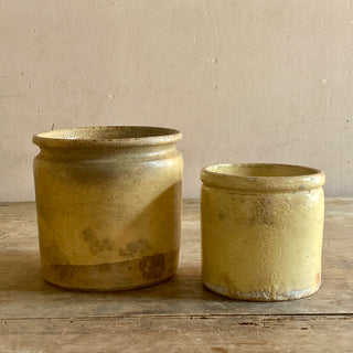 PAIR OF ANTIQUE FRENCH GLAZED CONFITURE POTS