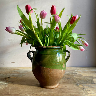 Antique French Green Glazed Confit Pot
