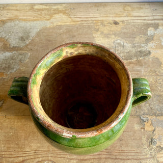 Antique French Green Glazed Confit Pot