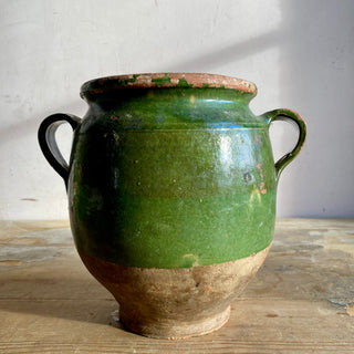 Antique French Green Glazed Confit Pot
