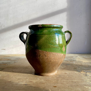 Antique French Green Glazed Confit Pot