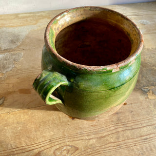 Antique French Green Glazed Confit Pot